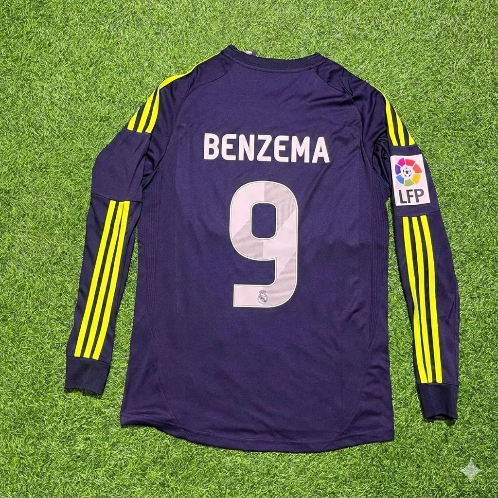 Karim Benzema 9- Real Madrid 2012/2013 Away Long Sleeve Football Jersey