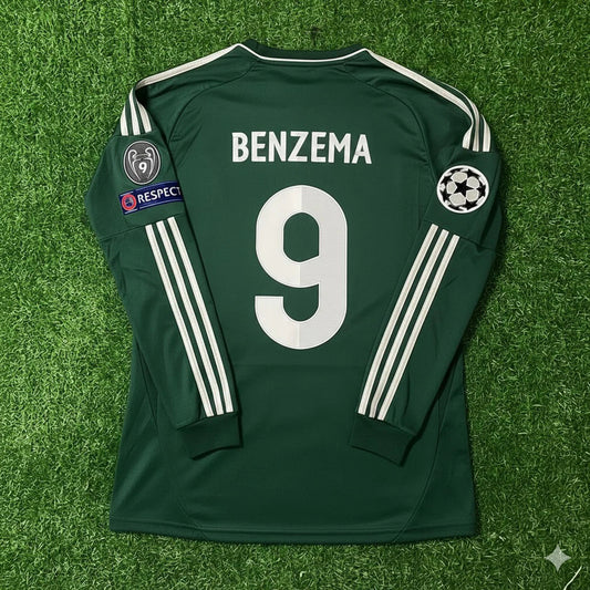 Karim Benzema 9- Real Madrid 2012-2013 Champions League Green Long Sleeve Jersey Soccer Shirt
