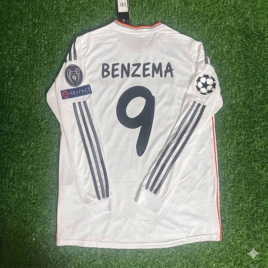 Karim Benzema #9 Real 2014 Lisbon Final Long Sleeve Jersey Soccer Shirt