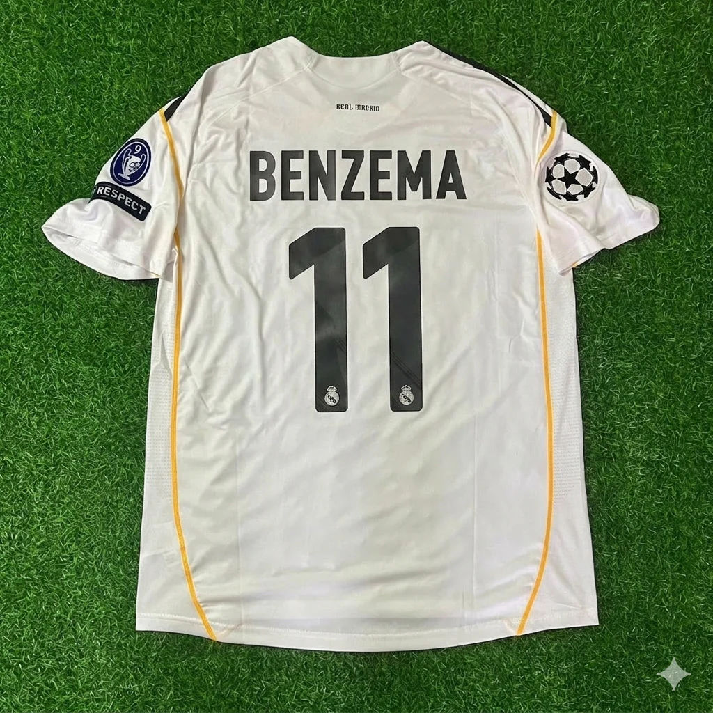 Karim Benzema Real Madrid 2009 2010 Retro Jersey Soccer Shirt Trikot