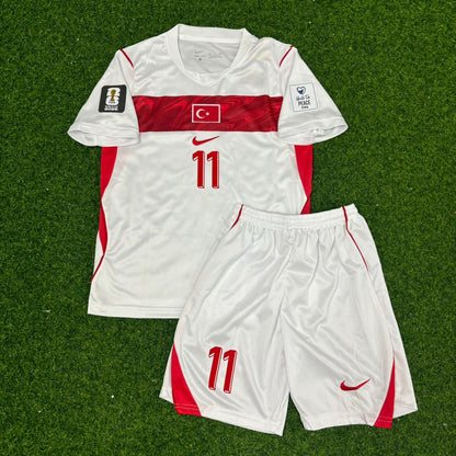 Kenan Yıldız #11 Türkei Türkei 2026 WM Auswärts Weiß KINDER Fußballtrikot