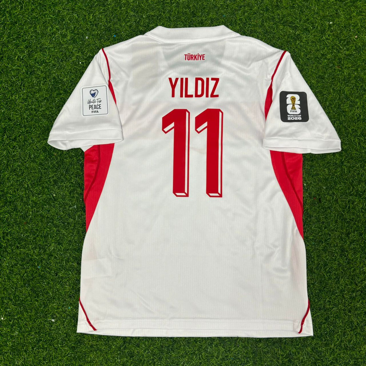 Kenan Yıldız #11 Türkei Türkei 2026 WM Auswärts Weiß KINDER Fußballtrikot