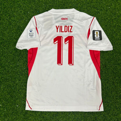 Kenan Yıldız #11 Türkei Türkei 2026 WM Auswärts Weiß KINDER Fußballtrikot