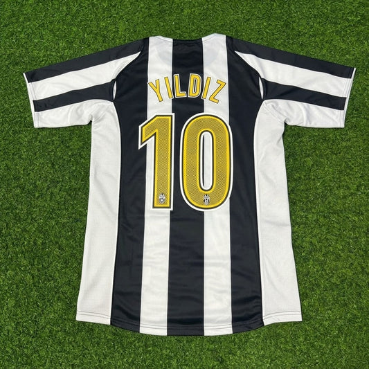 Kenan Yıldız #10 Juventus Schwarz Weiß Heim Retro Fußballtrikot