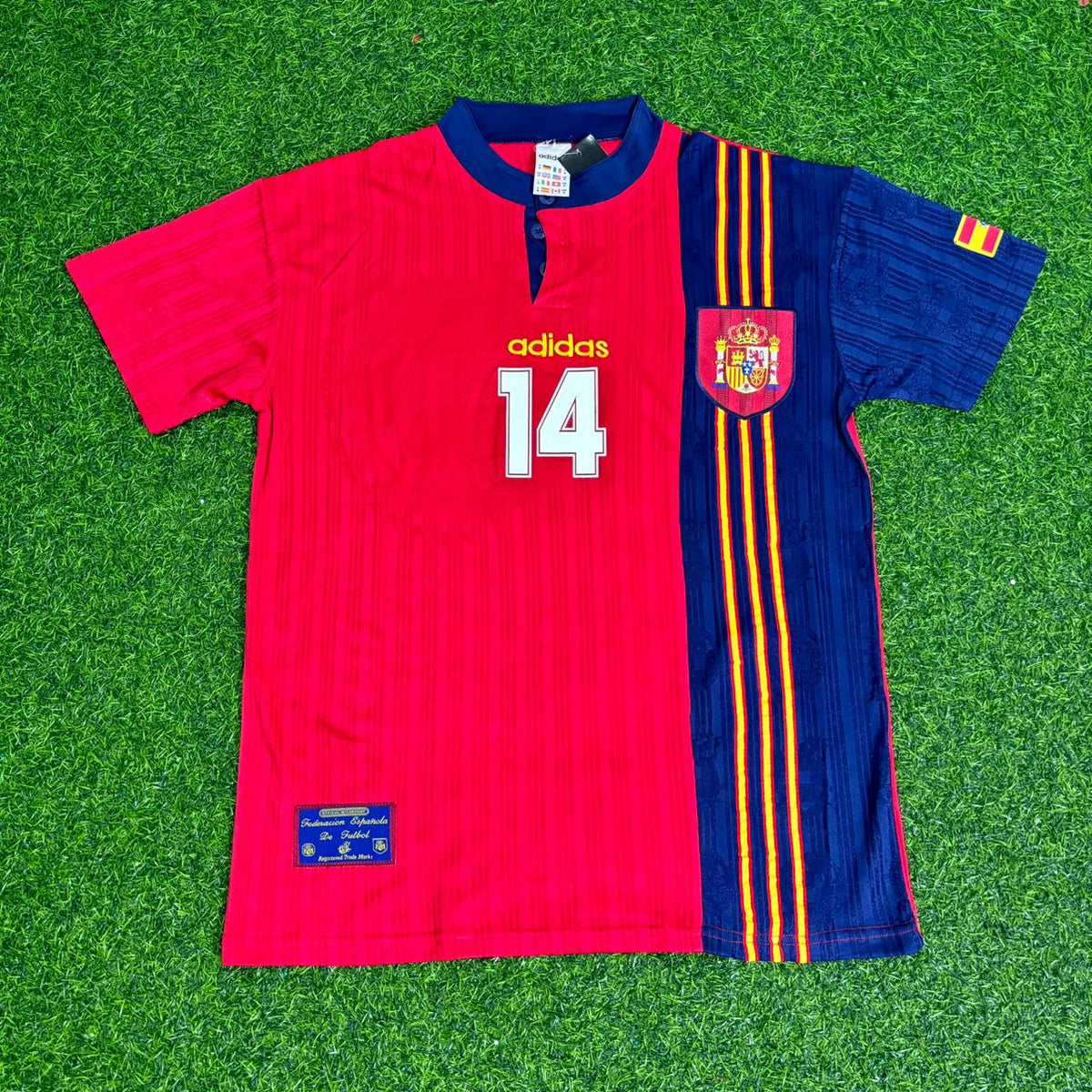 Kiko Narváez Spain 1996 Retro Home Football Jersey