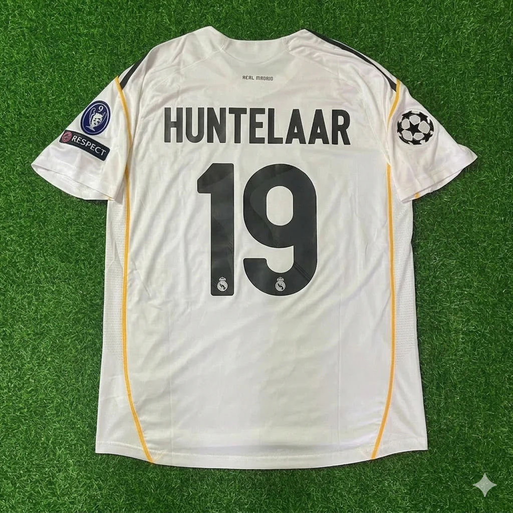 Klaas Jan Huntelaar Real Madrid 2009 2010 Retro Jersey Soccer Shirt Trikot