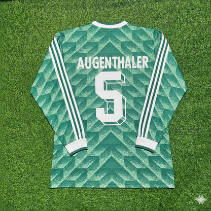 Klaus Augenthaler Deutschland 1990 Weltmeisterschaft Grünes Langarm-Fußballtrikot