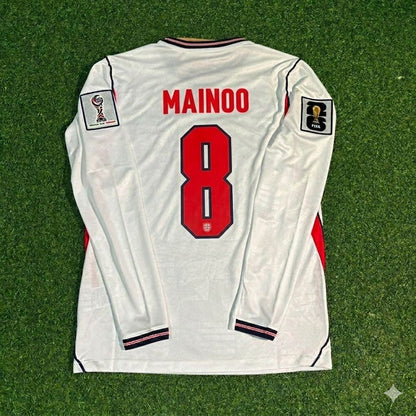 Kobbie Mainoo #8 England 2026 World Cup Home White Long Sleeve Jersey