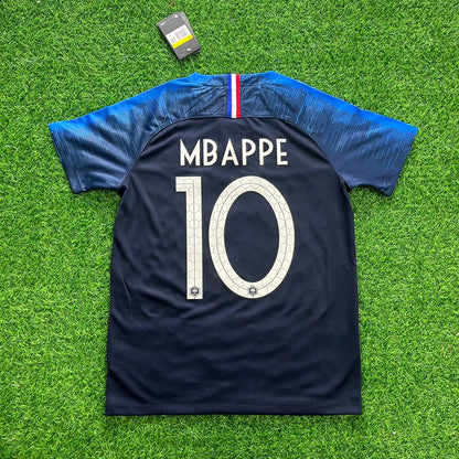 Kylian Mbappe France 2018 World Cup Final Retro Jersey Maillot Trikot Soccer Shirt