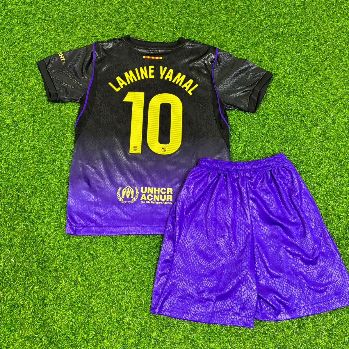 Lamine Yamal #10 Barcelone Nouvelle Saison Maillot Extérieur Enfant Trikot Maillot Football