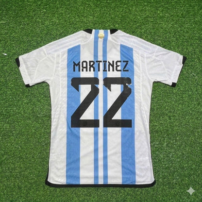 Lautaro Martínez 22- Argentina 2022 Qatar World Cup Champion Home Jersey Maillot Trikot Maglia Soccer Shirt
