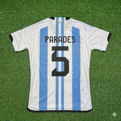 Leandro Paredes 5- Argentina 2022 Qatar World Cup Champion Home Jersey Maillot Trikot Maglia Soccer Shirt
