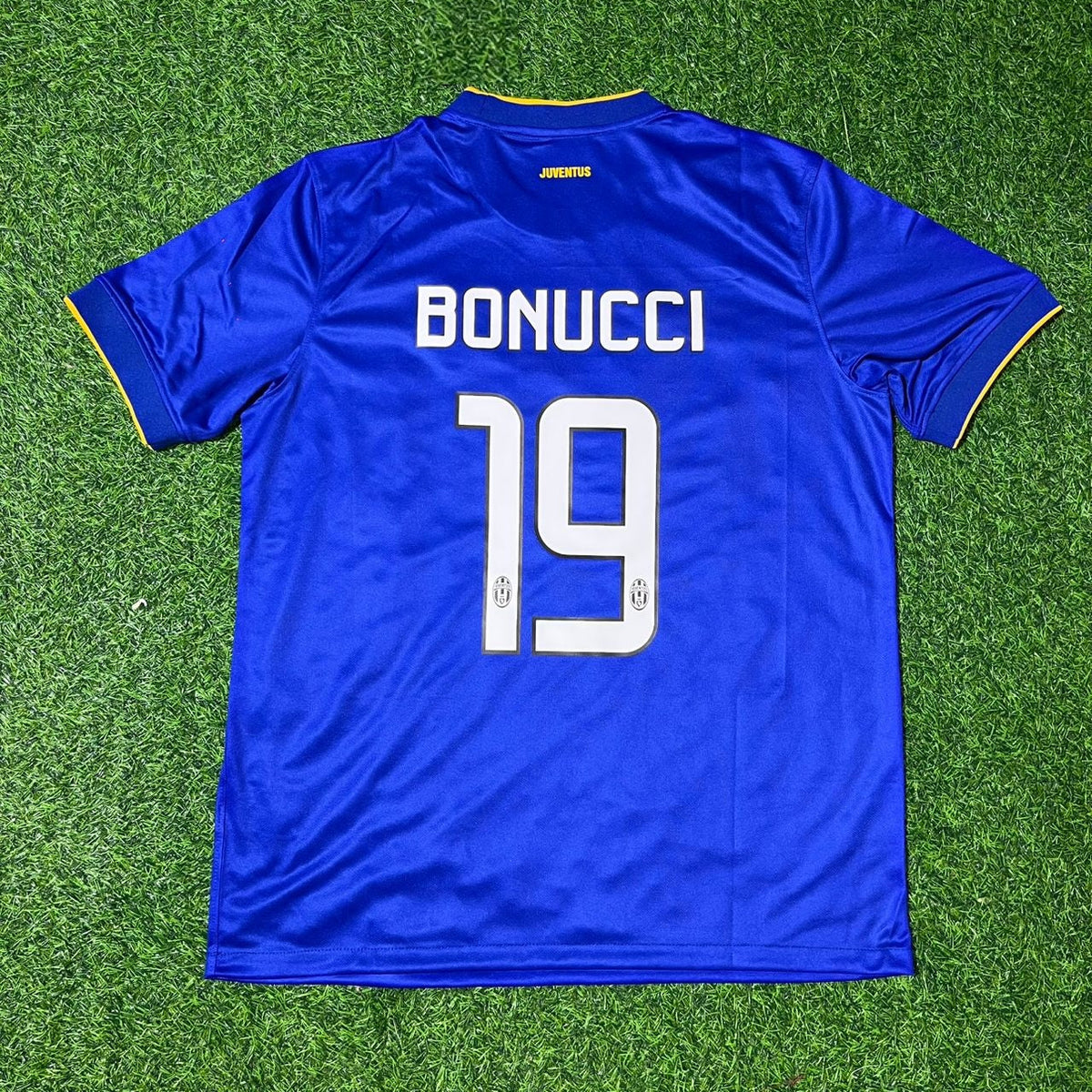 Maillot de football rétro bleu Juventus 2014/15 de Leonardo Bonucci
