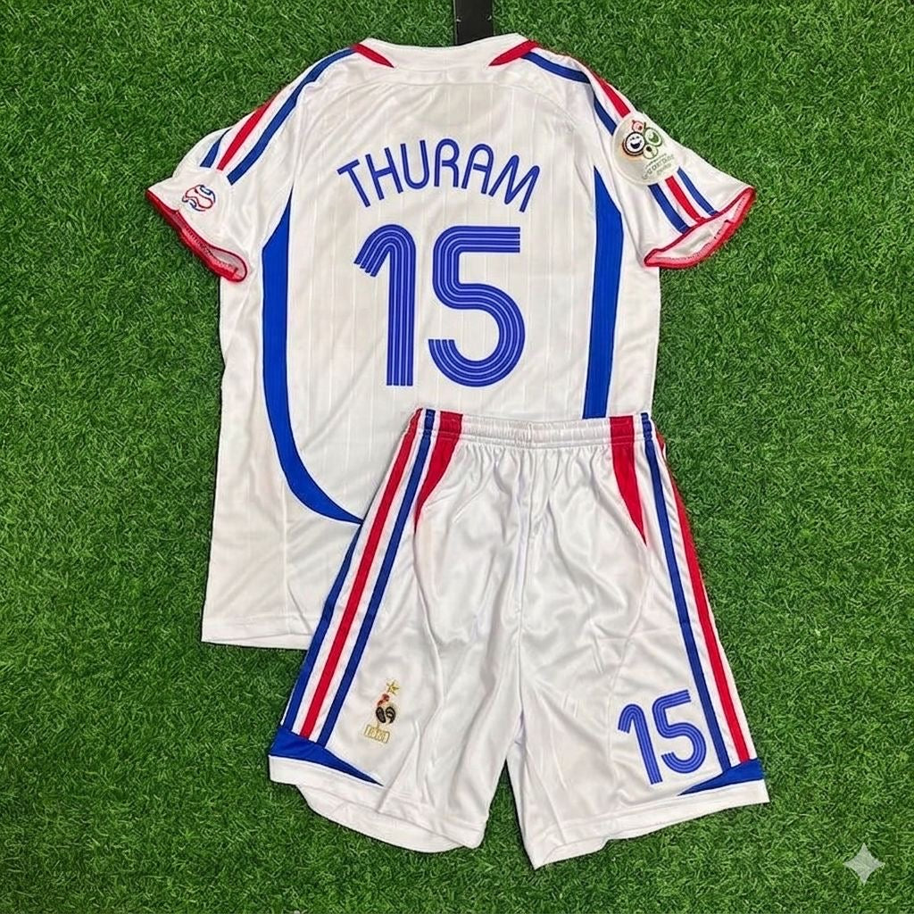 Lilian Thuram #15 Frankreich WM 2006 Retro-Kinder-Trikot – | KinderTrikot Maillot Enfant Soccer Shirt