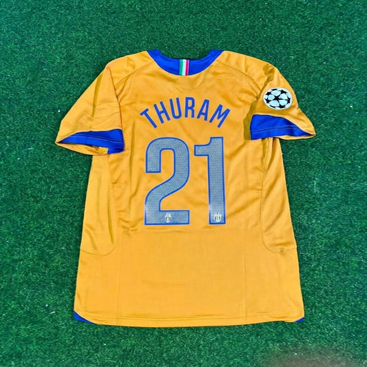 Lilian Thuram #21 Juventus 2005-2006 Gelbes Drittes Retro-Fußballtrikot