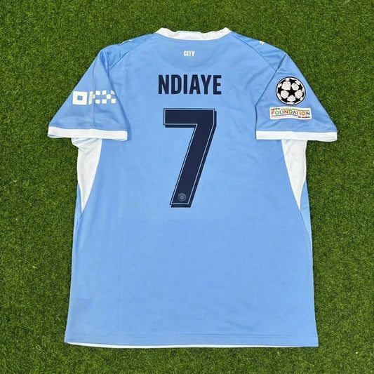 Iliman Ndiaye #7 Manchester City 2026-27 Domicile Nouvelle Saison Maillot de Foot Ligue des Champions