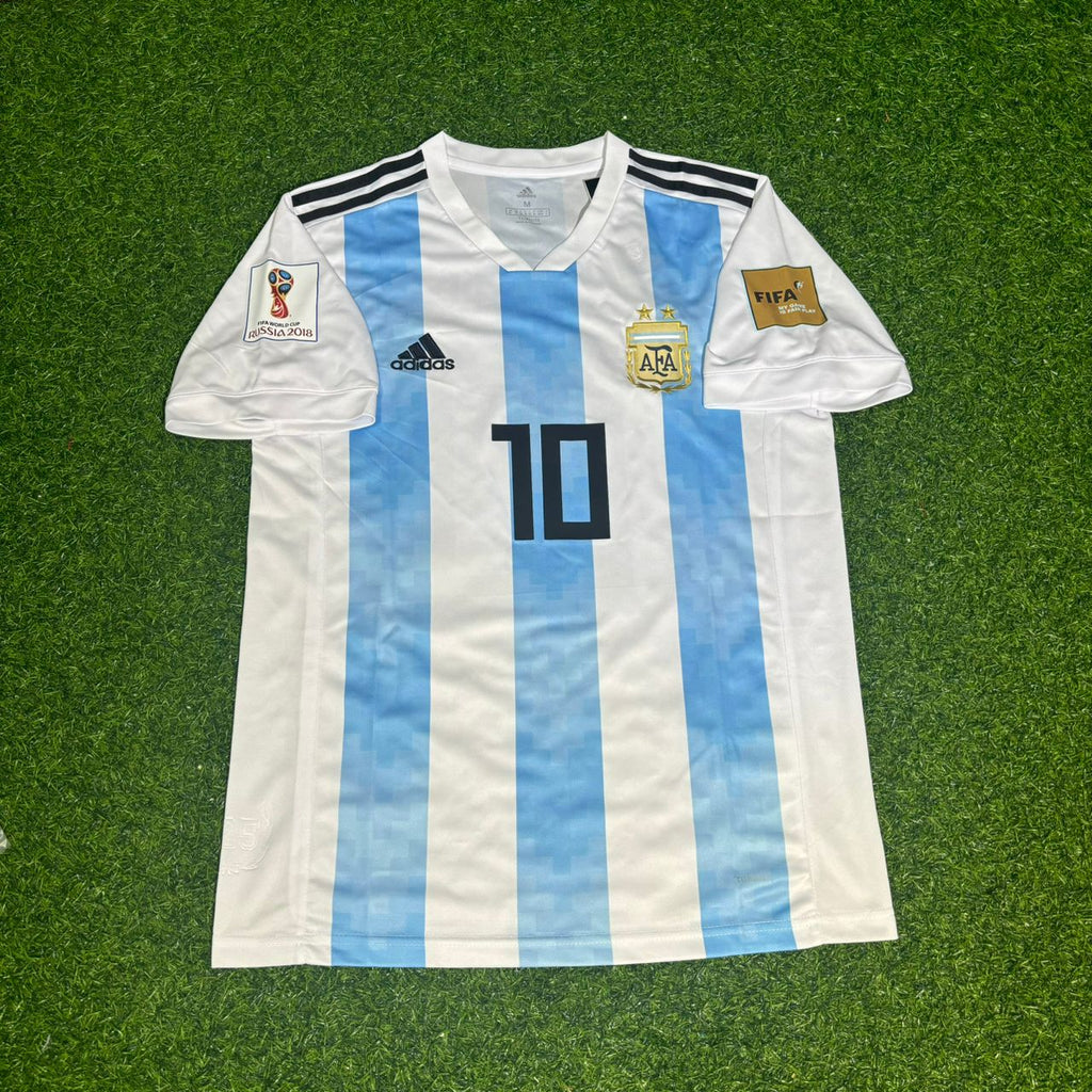 Lionel Messi #10 Argentinien 2018 WM Heim Retro Trikot