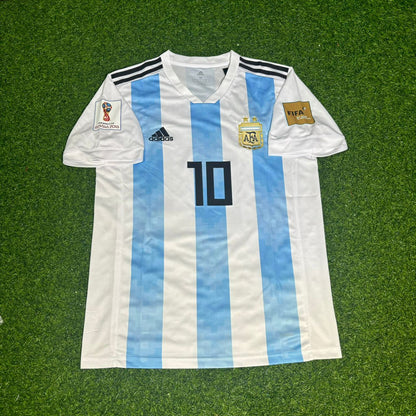Lionel Messi #10 Argentinien 2018 WM Heim Retro Trikot