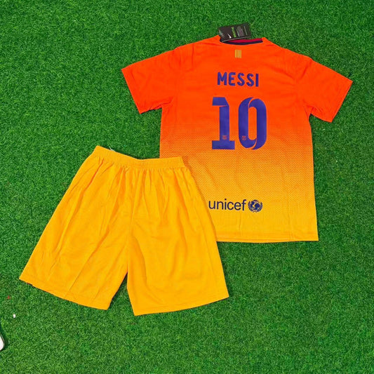 Lionel Messi 10 Barcelone 2012/2013 Ensemble maillot de football rétro enfant Orange