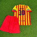 Lionel Messi #10 Barcelona 2013-2014 Kids Yellow Red Retro Football Jersey