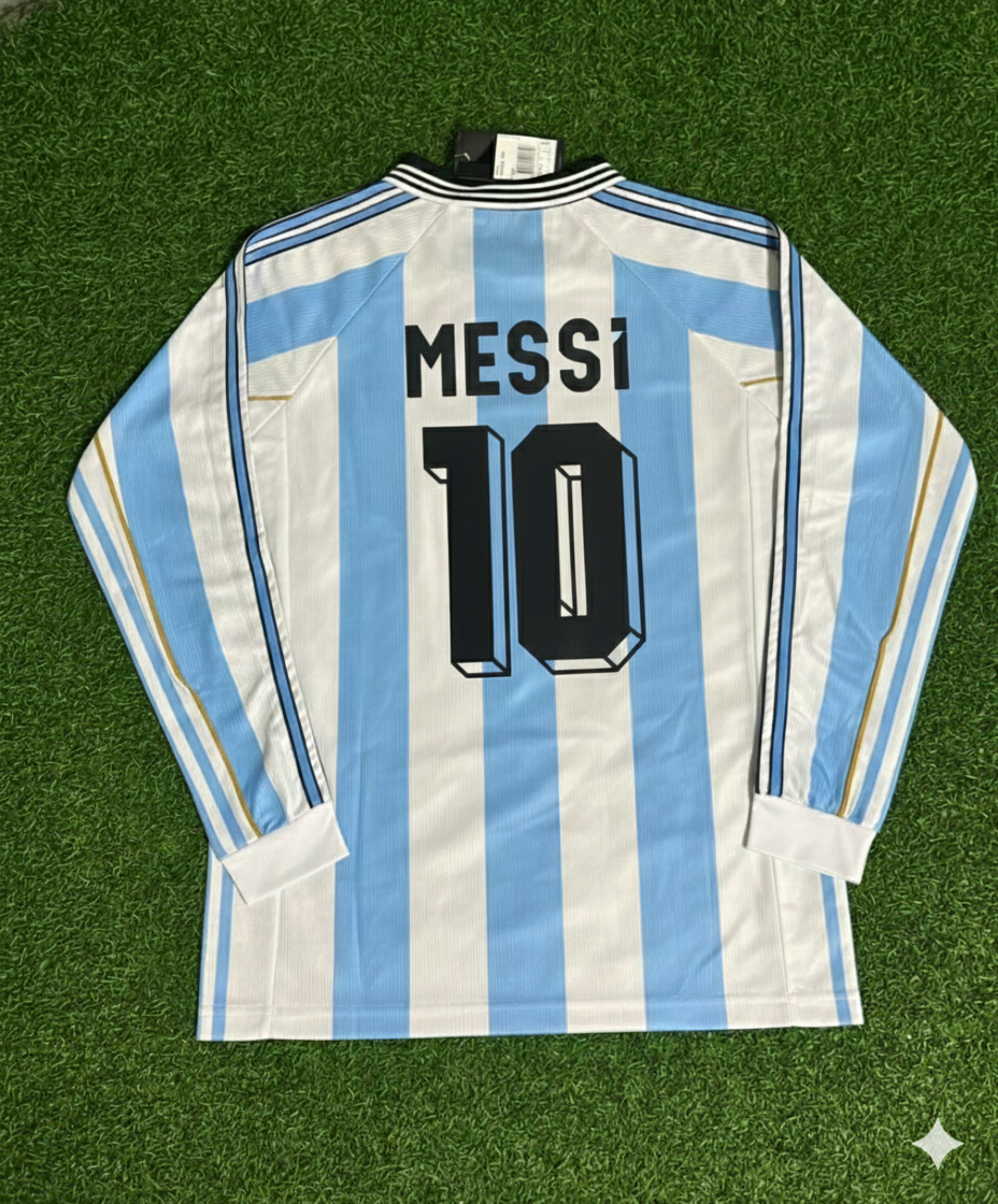 Argentina Long Sleeve Retro Football Jersey – Lionel Messi