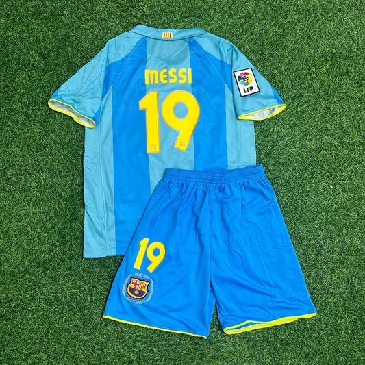 Maillot de football rétro enfant Lionel Messi Barcelone n° 19, tenue de début