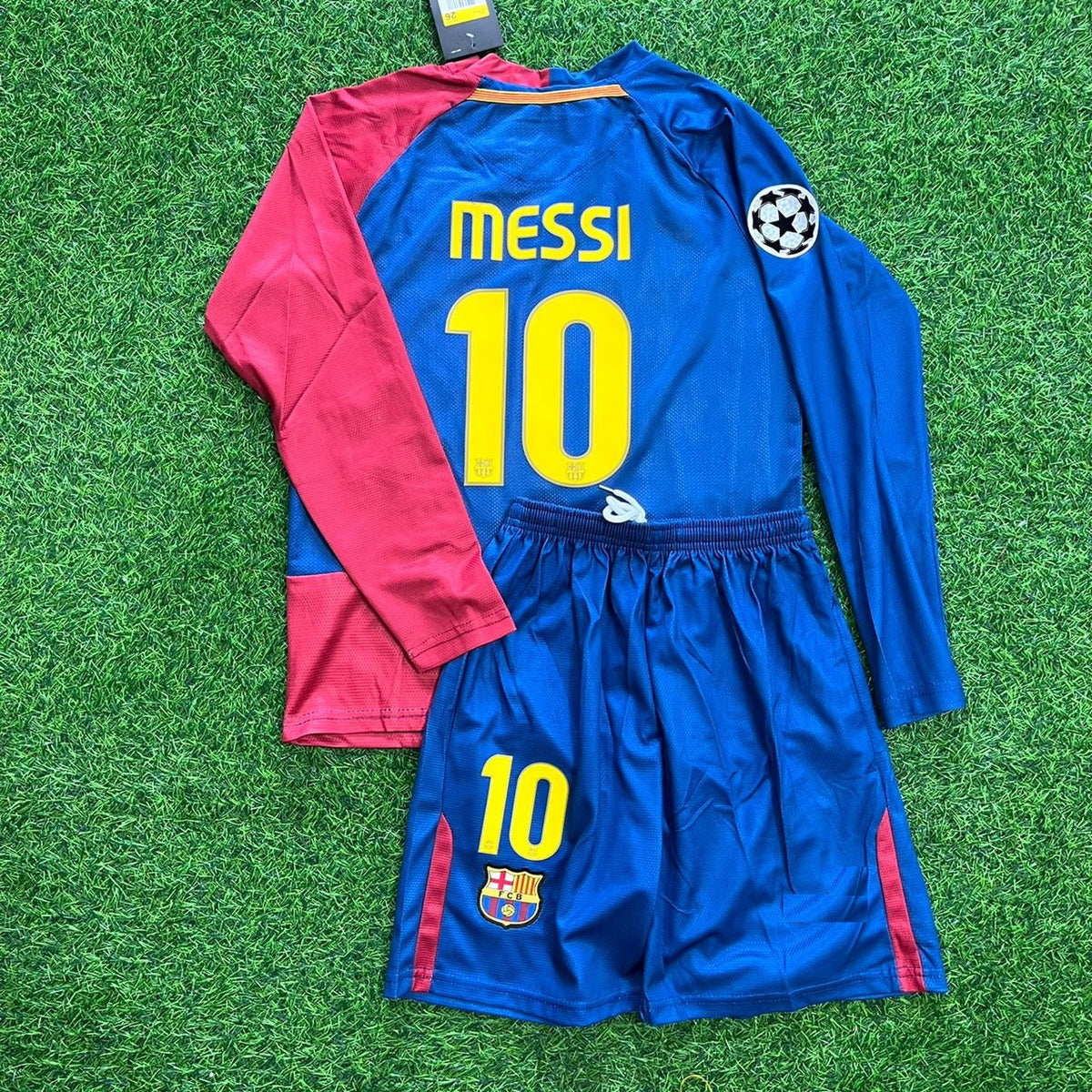 Maillot de football rétro enfant Lionel Messi Barcelone 2009 Finale Tenue complète de football