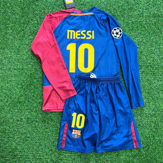 Maillot de football rétro enfant Lionel Messi Barcelone 2009 Finale Tenue complète de football