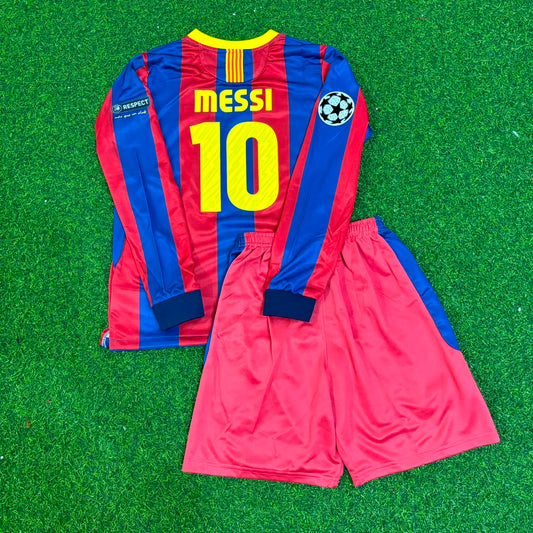Lionel Messi Barcelone 2010/2011 Tenue Enfant Manches Longues Maillot Enfant Maillot de Football