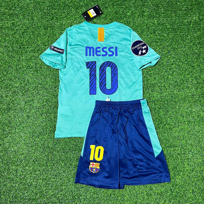 Maillot de football rétro enfant Lionel Messi Barcelone 2011/12 Domicile Bleu et Rouge