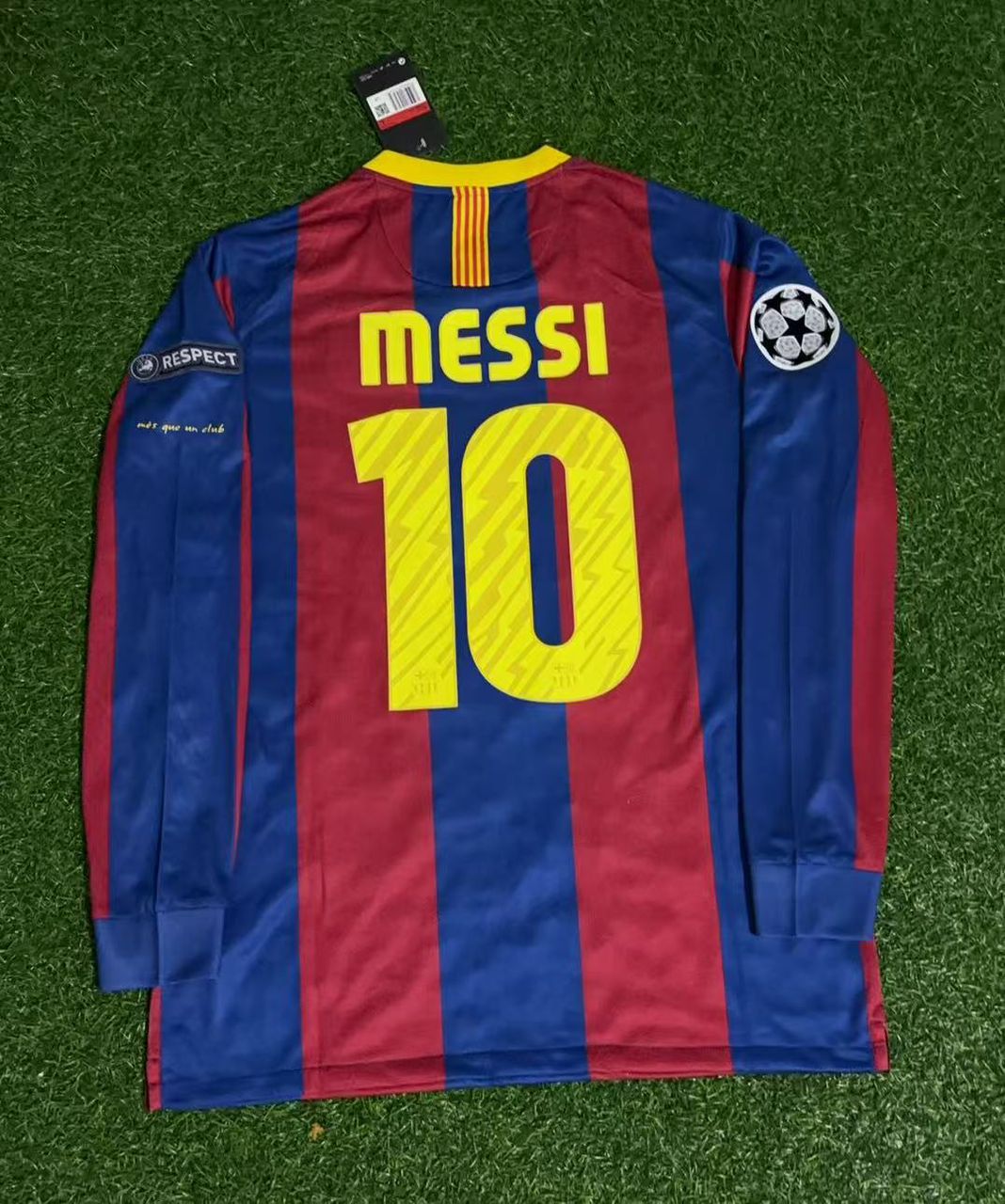 Lionel Messi Barcelona 2011 Champions League Finale Langarm Retro Fußballtrikot Set