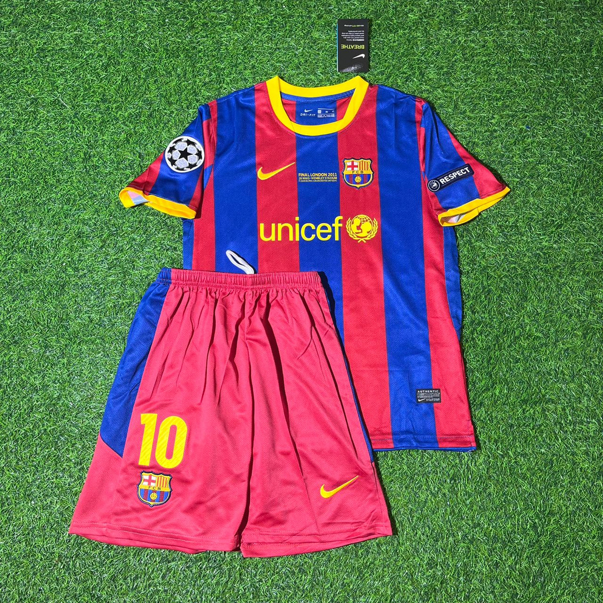 Maillot de football rétro pour enfant Lionel Messi Barcelone 2011 Finale de Londres