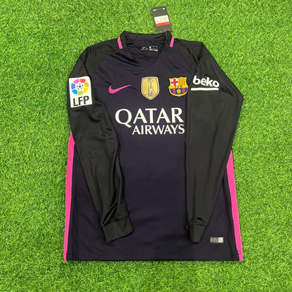 Lionel Messi Barcelona 2016/17 Retro Langarm Fußballtrikot-Set