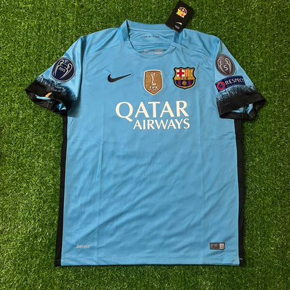 Neymar JR Barcelona 2015-2016 Champions League Retro Jersey Maillot Trikot Maglia Soccer Shirt