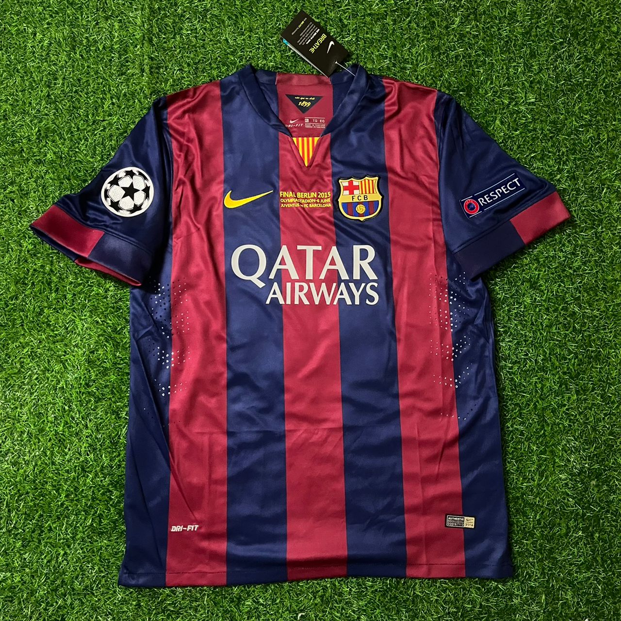 Xavi Hernandez Barcelona 2015 Final Berlin Champions League Jersey Trikot Soccer Shirt
