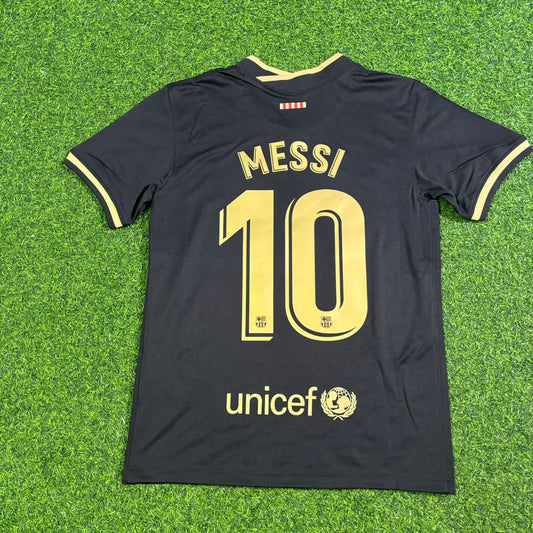 Maillot de football rétro noir Lionel Messi Barcelone 2020-2021