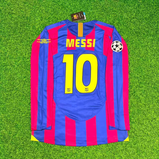 Maillot de football rétro à manches longues Lionel Messi Barcelone
