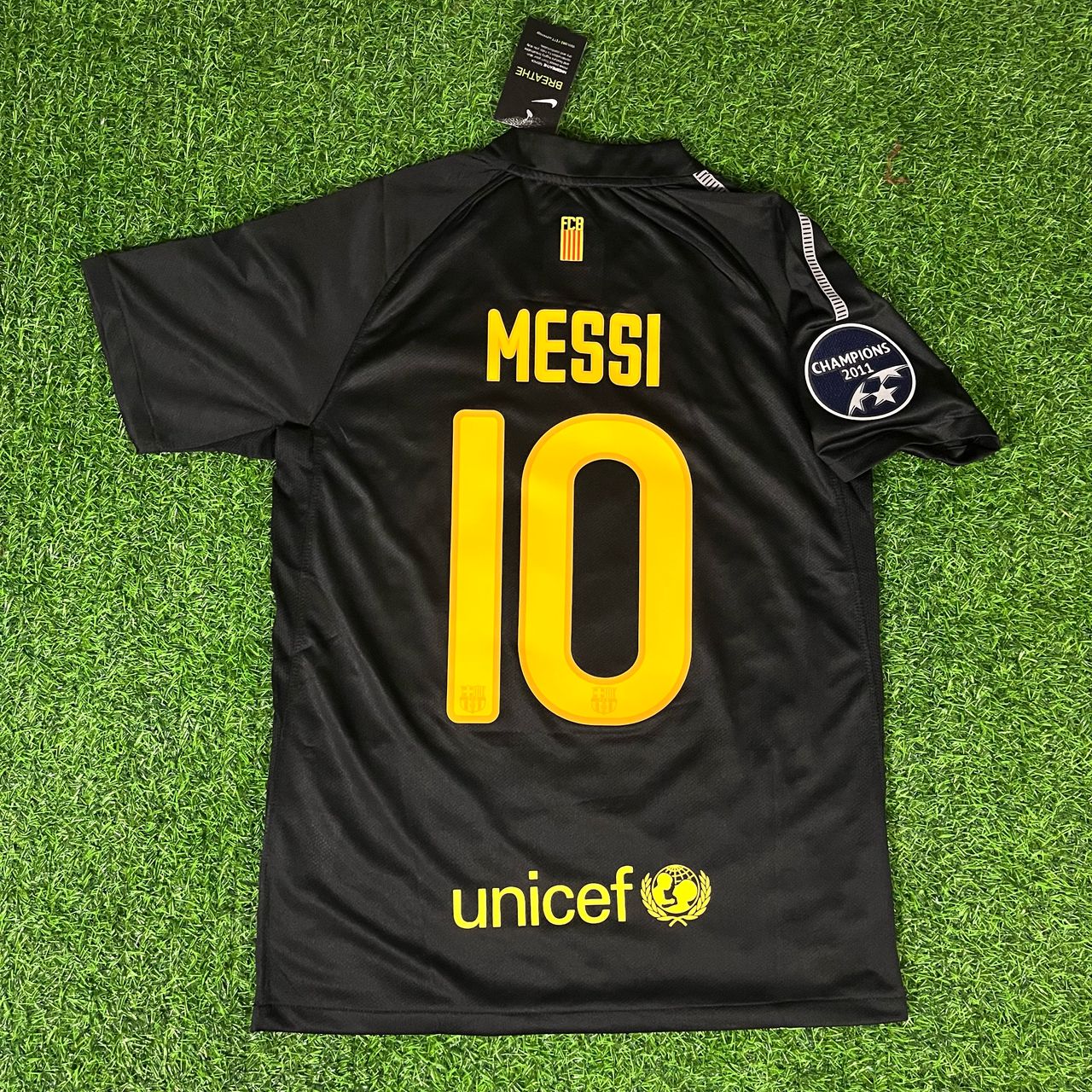 Lionel Messi Maillot de football rétro noir Barcelone 2011/12
