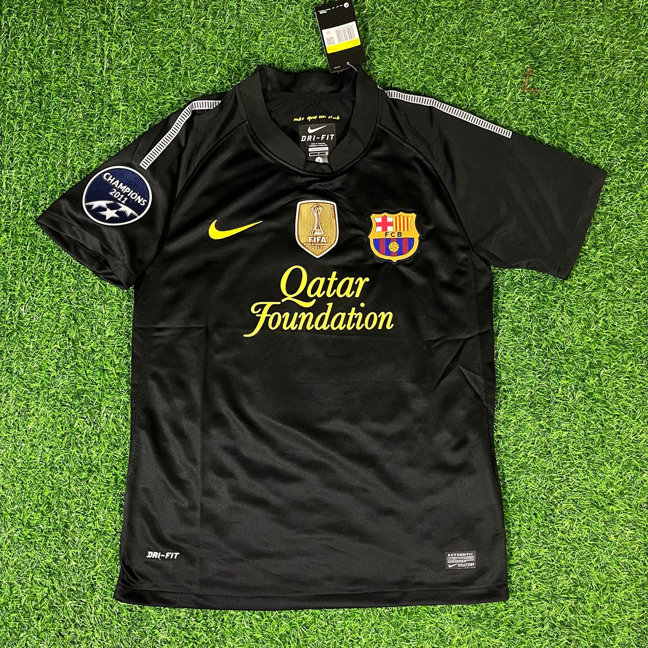 Lionel Messi Maillot de football rétro noir Barcelone 2011/12