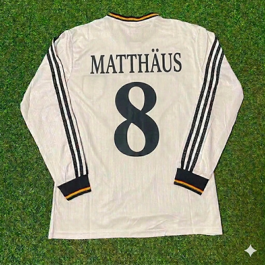 Maillot de football rétro Lothar Matthäus #8 Allemagne manches longues