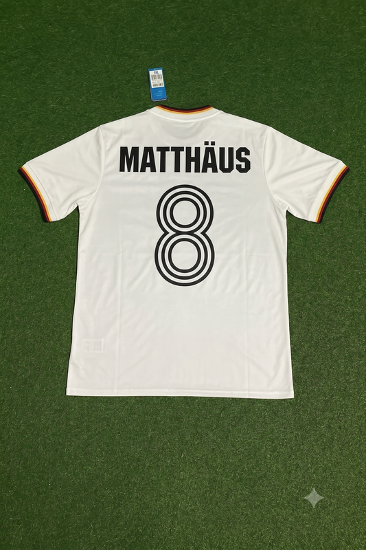 Conjunto de camiseta de fútbol retro de Alemania de Lothar Matthäus para el Mundial de 1986