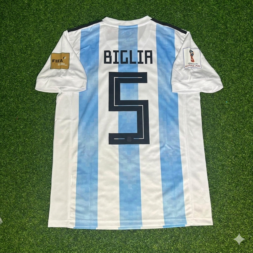 Lucas Biglia #5 Argentinien WM 2018 Heim Retro-Trikot
