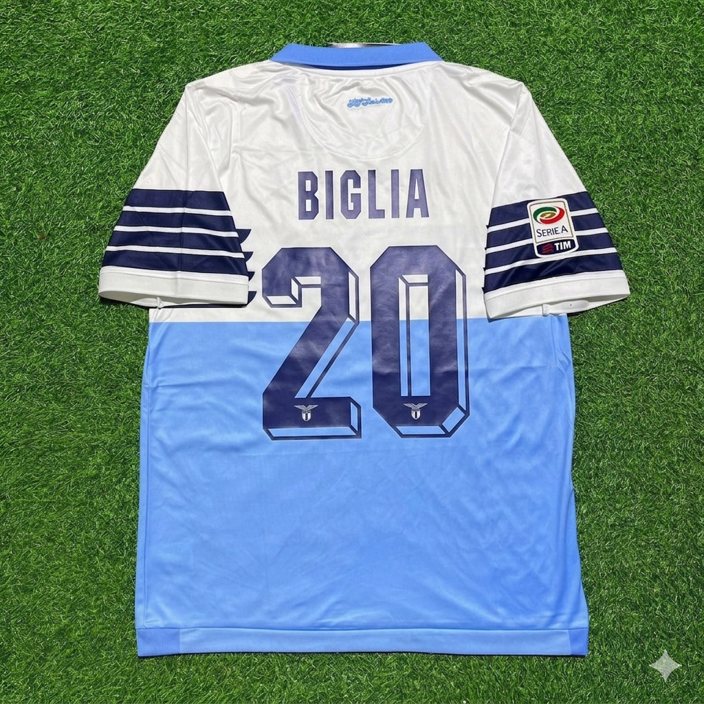 Lucas Biglia #20 Lazio Weiß Blau Retro Heimtrikot
