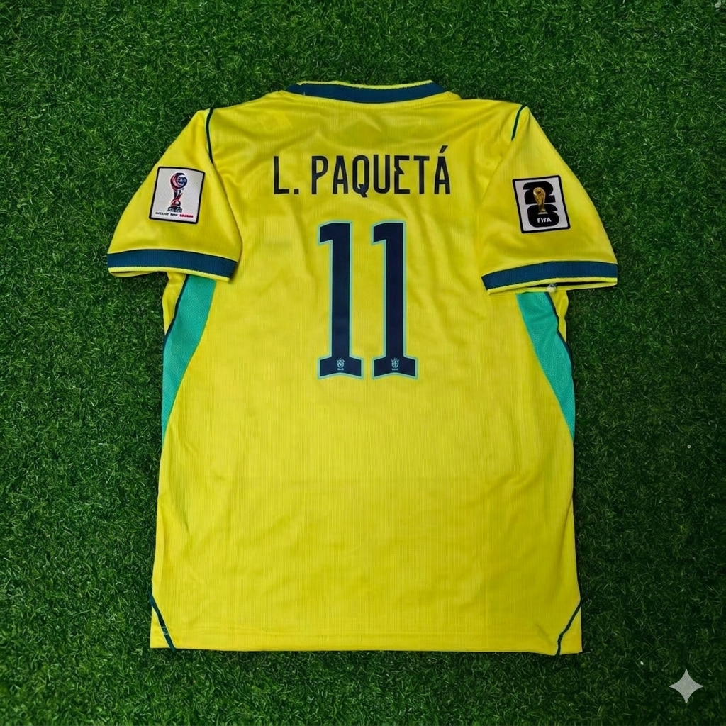 Lucas Paquetá #11 Brazil 2026 World Cup Yellow Home Football Jersey
