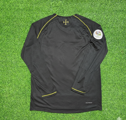 Portugal 2006 WM Langarm-Fußballtrikot Retro Schwarz