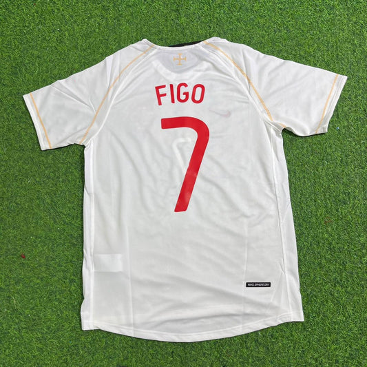 Luis Figo Portugal 2002 Retro Weißes Debüt-Fußballtrikot