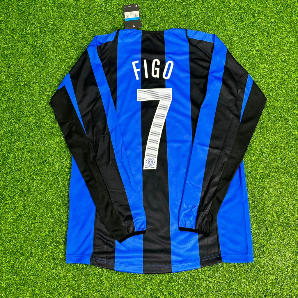 Luis Figo Inter Mailand 2004/2005 Langarm Retro-Fußballtrikot-Set