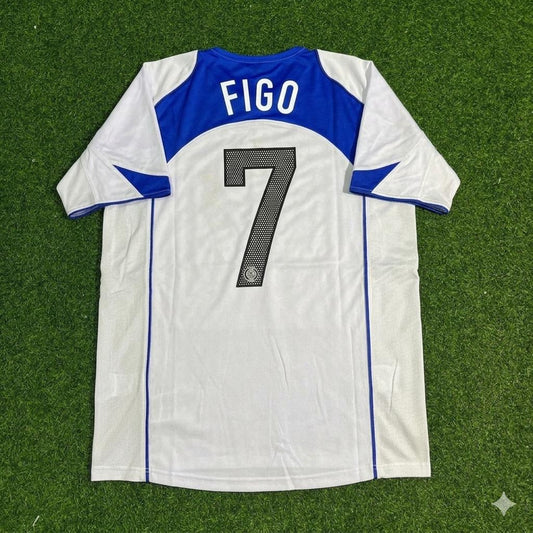 Maillot de football rétro blanc Inter Milan Luis Figo