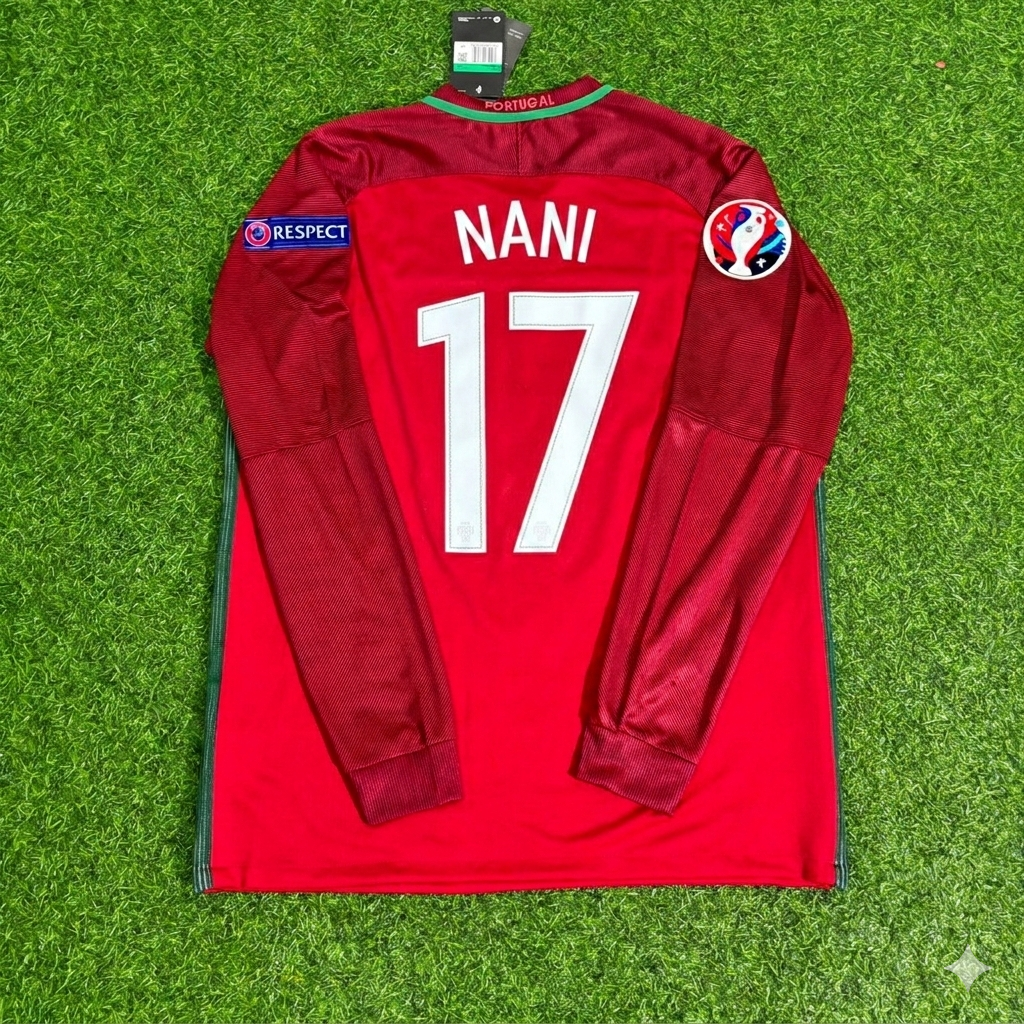 Luis Nani 17 - Portugal EURO 2016 Finale Langarm Retro Fußballtrikot