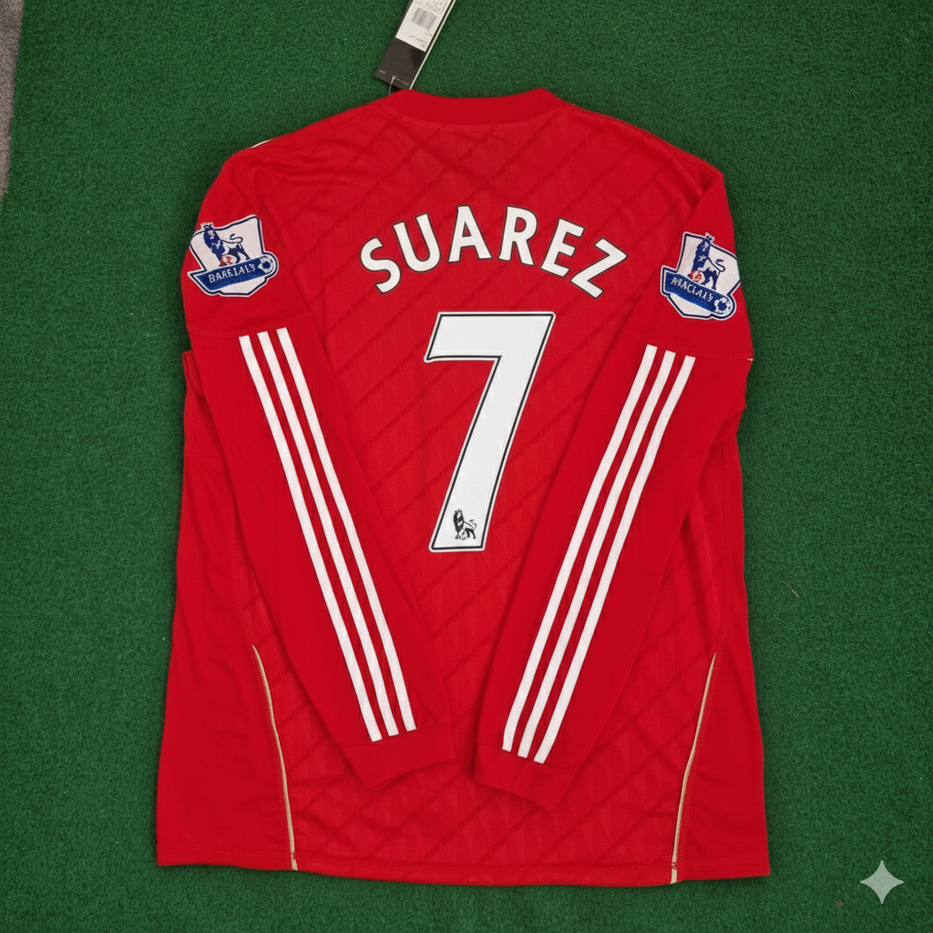 Camiseta retro roja de manga larga del Liverpool 2010/12 – Luis Suárez